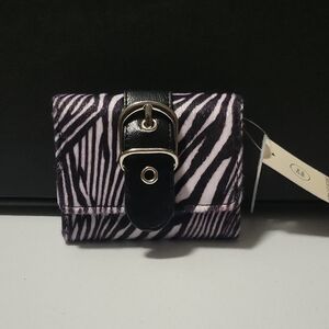 Zebra Print Buckle Wallet - Black & White.  2